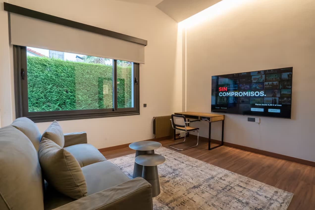 salón con netflix en el chalet en meres